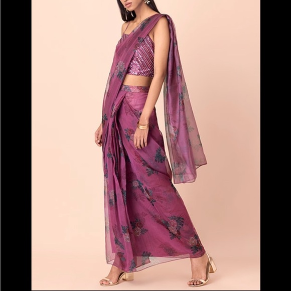 Elegant Purple Floral Women's Dress - Picture 4 of 6